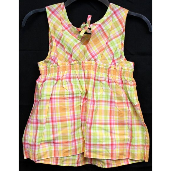 NEW VTG 2007 Gymboree Social Butterfly sz 9 Plaid Blouse Tank Shirt Shired Smock - Picture 5 of 7